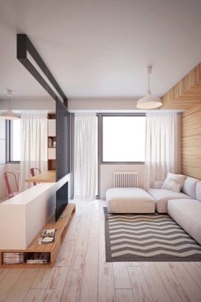 Modern design of one-room apartments