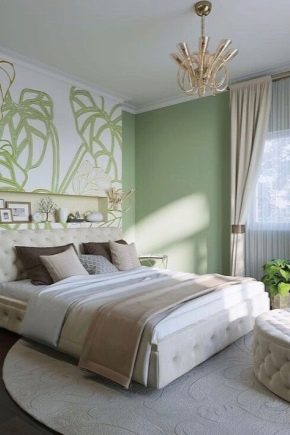 ما هي الستائر التي تناسب ورق الحائط الأخضر في غرفة النوم؟