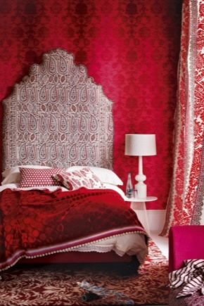 Opções de design de quarto vermelho