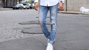 Ripped mænds jeans: hvad er de, og hvad skal de have på?