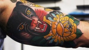 Tattoo para sa mga kalalakihan na may imahe ng isang panther