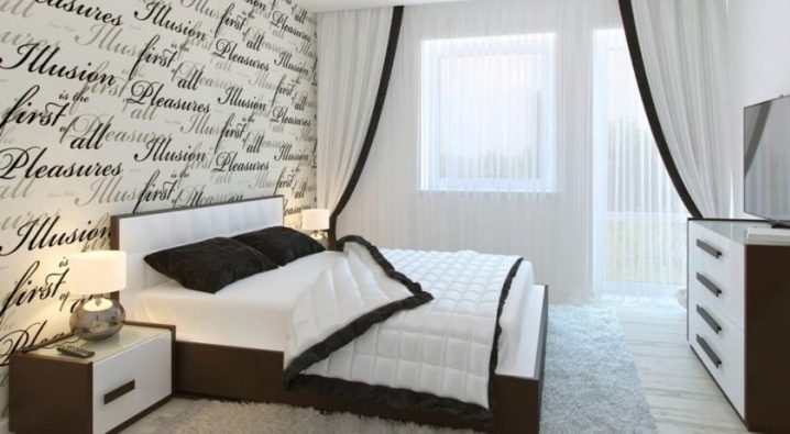Soveværelse design 12 kvm. m med balkon eller loggia
