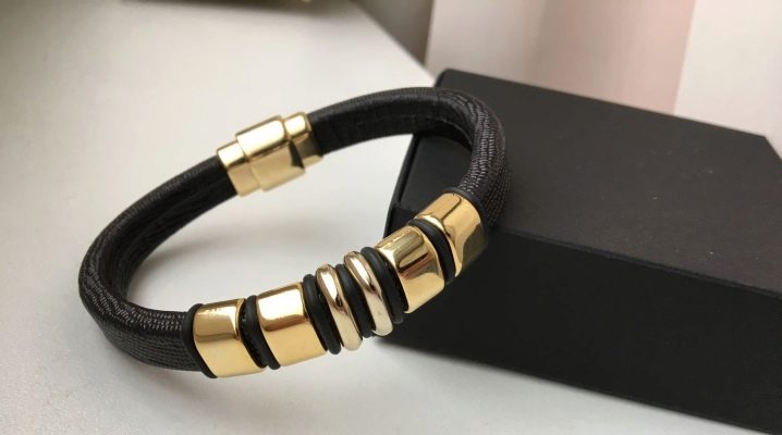 Bracelets en cuir pour hommes avec de l'or: variétés et règles de sélection