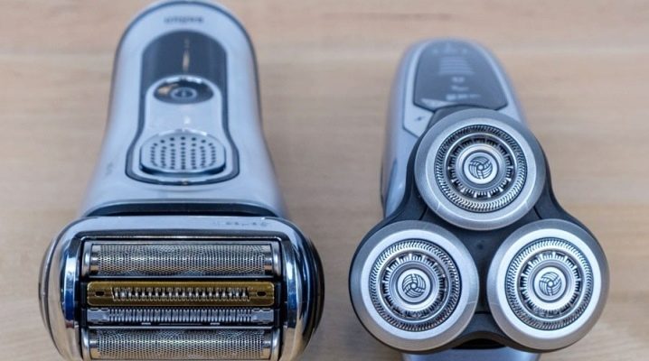 Comparação de máquinas de barbear rotativas e de folha
