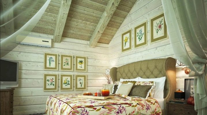 Ülkede bir yatak odasının iç tasarımı