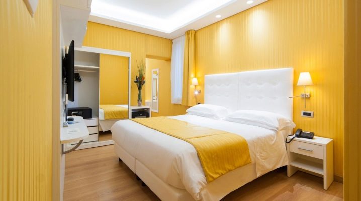 Design della camera da letto gialla