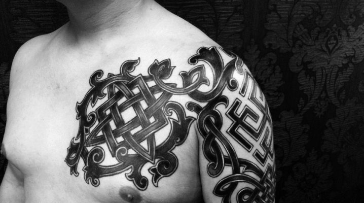 Paglalarawan ng tattoo sa anyo ng mga pattern ng Celtic para sa mga kalalakihan